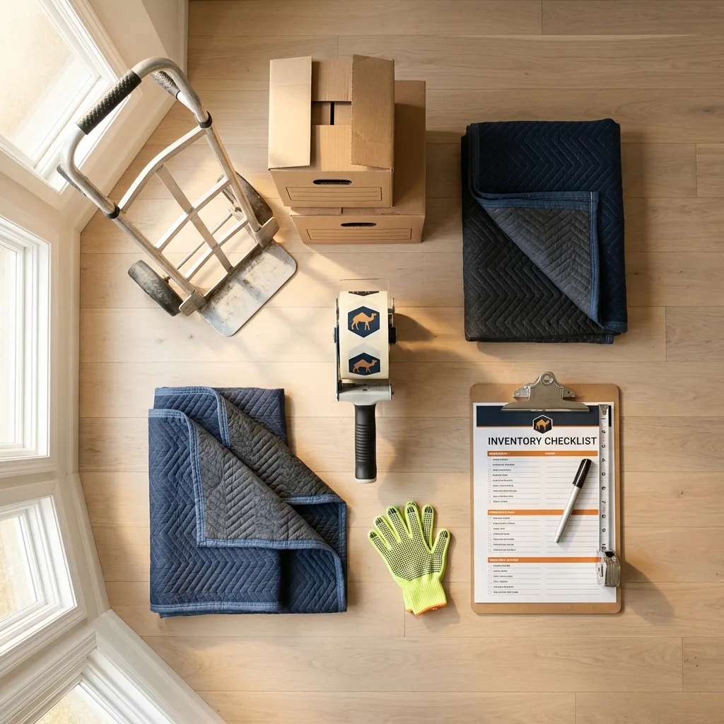 Professional moving supplies and packing materials layout for Worcester residential relocations